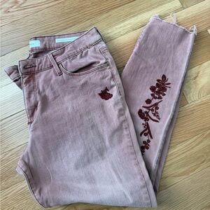 Vintage America Wonderland Skinny Ankle Mauve Floral Skinny Jeans